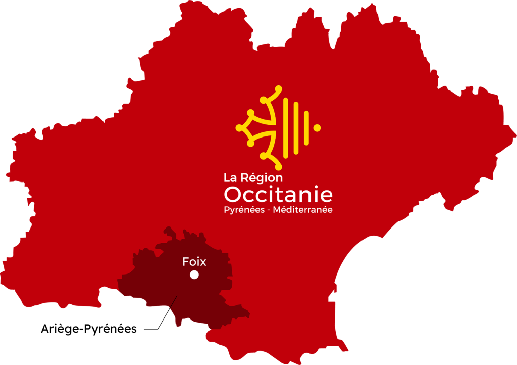 Positionnement de l'Ariège et de Foix par rapport à la région Occitanie