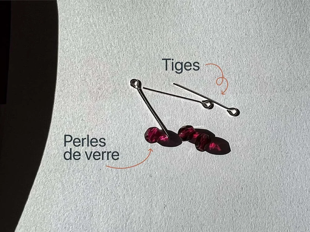 Tiges et perles pour la création du collier