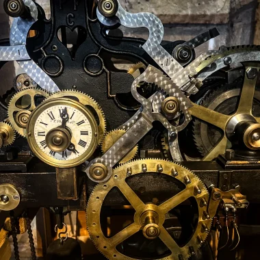 Mechanismus der Uhr der Abteikirche Saint-Volusien in Foix