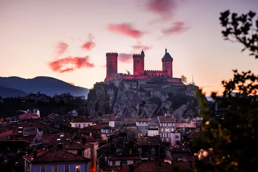 Foix castle by night